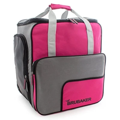Afbeelding van BRUBAKER Skischoen tas Snowboardschoen Rugzak Helmtas Wintersport met apart schoenenvak 43 L Roze Grijs Limited Edition