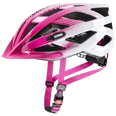 Afbeelding van uvex air wing lichte allround helm voor dames en heren individueel verstelbare pasvorm uitbreidbaar met LED verlichting pink white 56 60 cm
