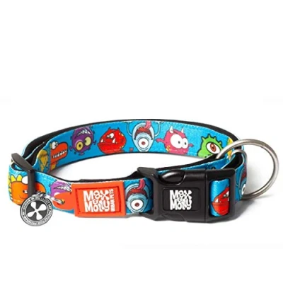 Afbeelding van Max &amp; Molly Gotcha! Hondenhalsband, Smart ID, gevoerd neopreen, halsband met design voor zeer kleine honden, waterdicht, comfortabel, verstelbaar, Little Monsters, XS