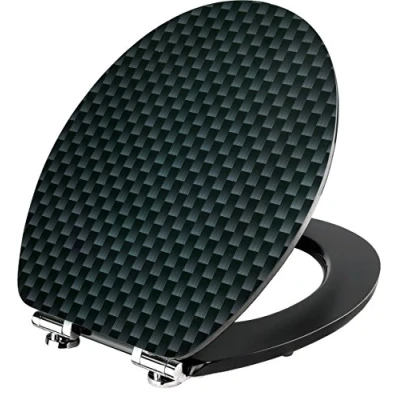 Afbeelding van Cornat Wc bril Art of acryl &quot;Carbon&quot; Elegant oppervlak hoogwaardige houten kern softclosemechanisme &amp; snelle bevestiging comfortabel zitgevoel/toiletbril/wc deksel / KSDSC319