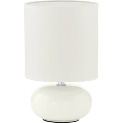 Afbeelding van EGLO tafellamp Trondio, van keramiek en textiel, bedlampje in wit, woonkamerlamp, lamp met schakelaar, E14 fitting