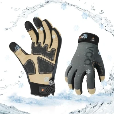 Afbeelding van Vgo... 1 paar 0 ℃/32 F winter werkhandschoenen, veiligheidswerkhandschoenen, varkensleer, waterdicht, koellager of vriezer gebruiken, w/3M Thinsulate Lining (PA7726FLWP)