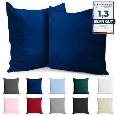 Afbeelding van kussensloop 65x65 Versterkte katoen (set van 2) donkerblauw strak weven 57 draden/cm² 65 x cm gecertificeerde oeko tex