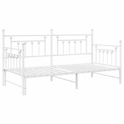 Afbeelding van vidaXL Bedden &amp; Bed Frames Wit Metaal 100 x 190 cm Omkeerbaar naar bank