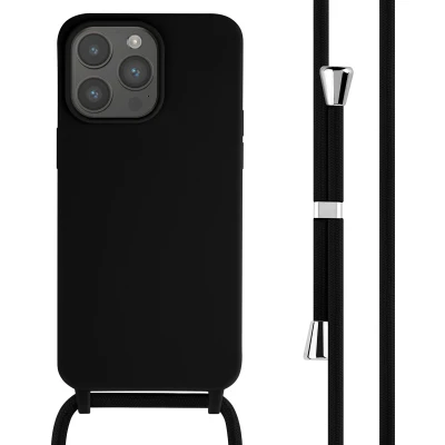 Afbeelding van Apple iPhone 15 Pro Max Hoesje Siliconen en TPU (zacht) iMoshion Softcase/Koordhoesje/Backcover Zwart Telefoonhoesje