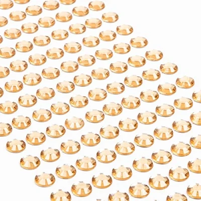 Afbeelding van Movoja Gouden strassteentjes, ronde glitterstenen, 220 stuks, 8 mm, zelfklevend voor het versieren en knutselen, sierstenen om op te plakken, decoratieve stenen, knutselstenen, goud