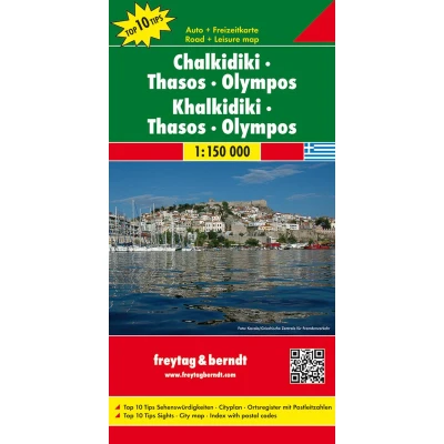 Afbeelding van F&amp;B Chalkidiki, Thasos, Olympus: Toeristische wegenkaart 1:150 000: AK 0835