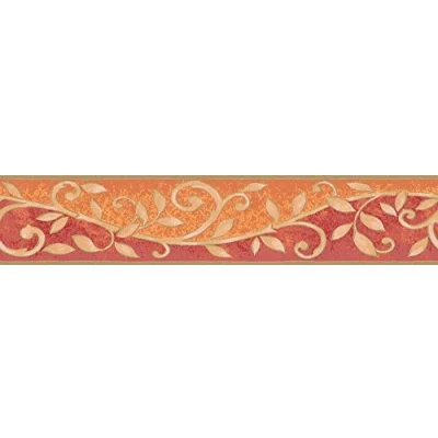 Afbeelding van SLINGER VAN BLAADJES BEHANGRAND goud oranje rood beige A.S. Création Only Borders 11