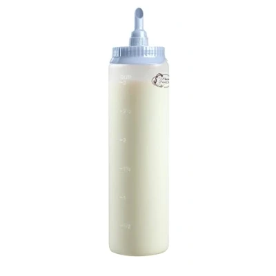 Afbeelding van Bestron Deegschep met schaal, deegdispenser voor 700 ml, crêpes, poffertjes, pannenkoeken, wafels, muffins of donutdeeg, kleur: blauw/wit