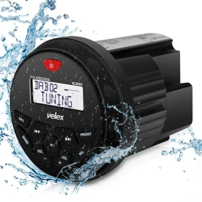 Afbeelding van Waterdichte Bluetooth Marine Stereo Ontvanger met MP3 speler op DAB+/AM/FM Radio en USB voor het Streamen van Muziek Boten Golfkarren ATV UTV Spa Hot Tubs