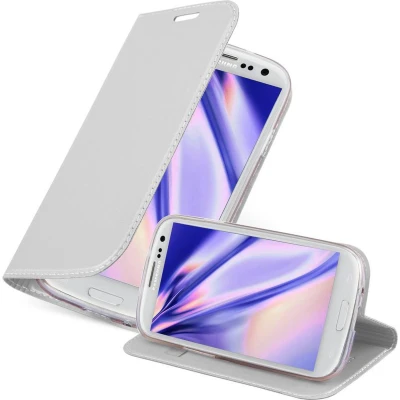 Afbeelding van Cadorabo Hoesje geschikt voor Samsung Galaxy S3 / NEO in CLASSY ZILVER Beschermhoes met magnetische sluiting, standfunctie en kaartvakje Book Case Cover Etui
