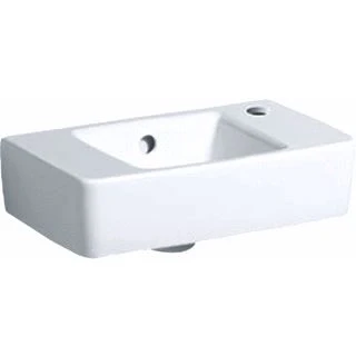 Afbeelding van Geberit renova plan fontein 1x waskom kraangat rechts overloop keramiek vuilafstotend 400 x 250 150mm bxdxh wit 272140600