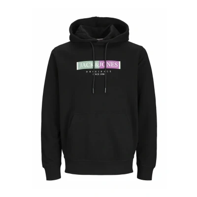 Afbeelding van Jack &amp; Jones Gedruckt Hoodie, Heren, Maat: Small, Black