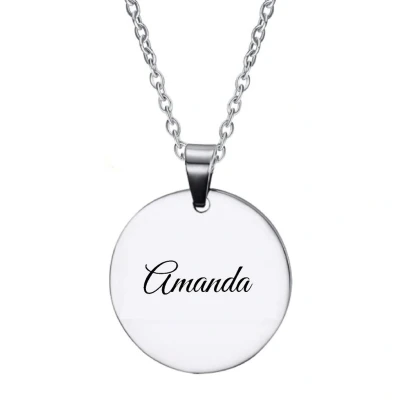 Afbeelding van Ketting RVS Met Naam Gravering Amanda Zilver Rond