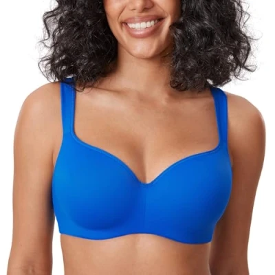 Afbeelding van DELIMIRA Naadloze Balconette bh Voor Dames Grote Maten Volledige Beugelondersteuning Fonkelend blauw 100C