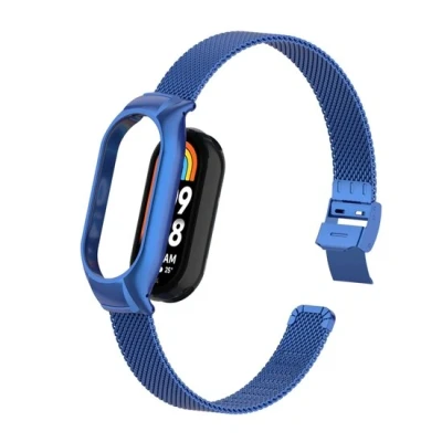Afbeelding van Milanese bandje met case Blauw Xiaomi Smart band 8