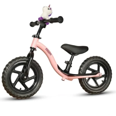Afbeelding van KRIDDO Loopfiets voor peuters van 2 jaar, leeftijd 18 maanden tot 5 vroeg leren interactieve duwfiets met stabiele balans en voetsteun, geschenkfiets jongens meisjes, Roze