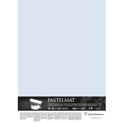 Afbeelding van Clairefontaine 96164C Pastelmat papier, 5 vellen, speciale kaart voor droge pastels, 50 x 70 cm, 360 g, lichtblauw