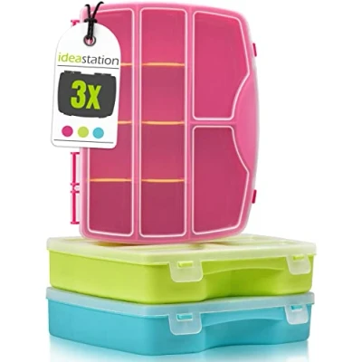 Afbeelding van idea station Doos van kunststof, 3 delig, 19 x 15 cm, kleur, opbergdoos met vakken