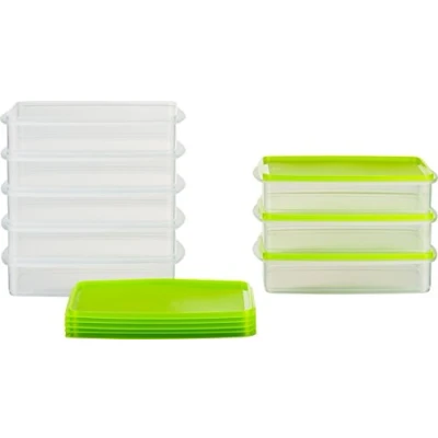 Afbeelding van MiraHome voedselopslagcontainer, vriescontainer, stapelbare container, 23x14x5,2 cm, Oostenrijkse kwaliteit (Groen, 1l Rechthoekig (8 Stk))