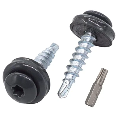 Afbeelding van SKIR&#039;CO (80 stuks) Metalen dakschroeven, 4,8 x 20 mm geschilderde zelfborende schroeven met EPDM ringen, torx kop (antraciet grijs RAL 7016)