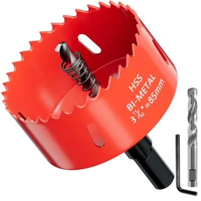 Afbeelding van GARHWAL HSS M42 Bi metalen gatenzaag, 85 mm, met adapter en centreerboor, ideaal voor hout, kunststof, gipsplaten, multiplex metalen, zaagdiepte tot 32 mm