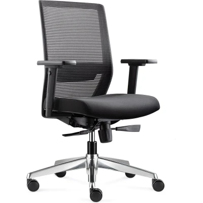 Afbeelding van BENS 850 Ergo 3 Zwart Ergonomische Bureaustoel Gepolijst aluminium voetenkruis GREENGUARD GOLD Voldoet aan NEN EN1335 &amp; ARBO normen