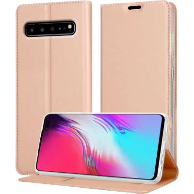Afbeelding van Cadorabo Hoesje geschikt voor Samsung Galaxy S10 5G in CLASSY ROSE GOUD Beschermhoes met magnetische sluiting, standfunctie en kaartvakje Book Case Cover Etui