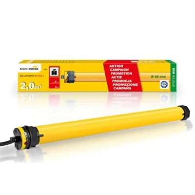 Afbeelding van Schellenberg 20221 Rolluikmotor Action Mini voor 40 mm stalen buisassen, mechanische eindpositie instelling, ideaal kunststof rolluiken tot 2 m² oppervlak, rolluikaandrijving