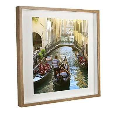 Afbeelding van BD ART 50 x cm grote box 3D objectlijst fotolijst met passe partout 40 cm, eiken vierkant om te vullen, dieper voor objecten, foto, souvenirs 3 wanddecoratie