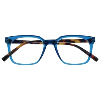 Afbeelding van OPULIZE KOI Leesbrillen Groot Rechthoekig Montuur Blauw Heren Dames Veerscharnieren R50 3 +1.00