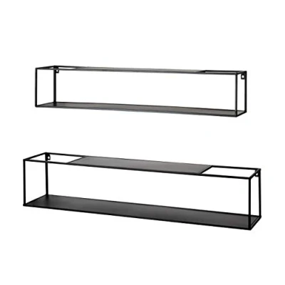 Afbeelding van HAKU Möbel Set van 2 wandplanken, metaal, zwart, B 85 x D 17 H cm/B 95 20 cm