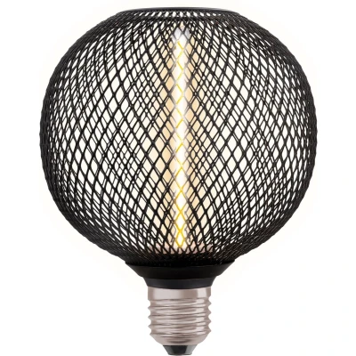 Afbeelding van OSRAM DECOR Led wereldbol van helder, zwart lichtgevend glas met 3,5 W strohfilament, comfortabel warmwit 818, 110 lm/1800 K, E27 schroefbevestiging, dimbaar, diameter 125 mm.