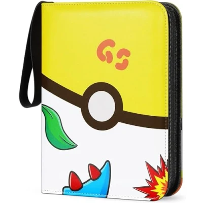 Afbeelding van Verzamelalbum voor ruilkaarten met ritssluiting 4 pocket binder 55 pagina&#039;s 440 kaarten GS Ball Design geel
