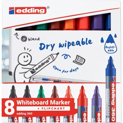 Afbeelding van Edding 4 360 8 S2999 Whiteboardmarkerset Zwart, Rood, Blauw, Groen, Oranje, Bruin, Violet stuk(s)