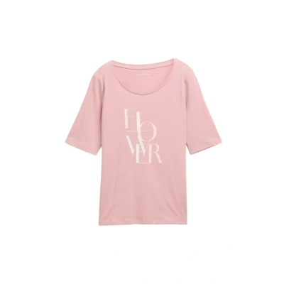 Afbeelding van TOM Tailor Basic WITH Print Tshirt print, Dames, Maat: XS, Morning pink
