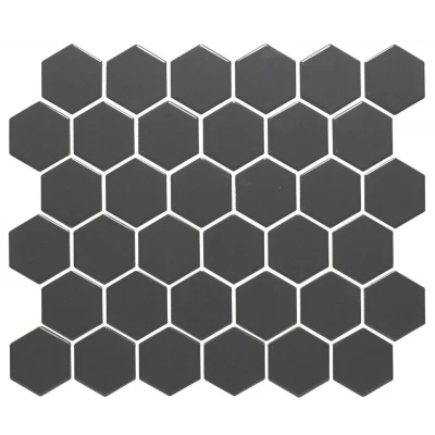Afbeelding van The Mosaic Factory Barcelona Hexagon Grey Glossy 5,1x5,9 cm