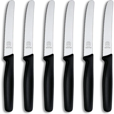 Afbeelding van RÖR Solingen Ontbijtmes Tafelmes met Kartel RVS Lemmet 10.5 cm Zwart 6 Stuks