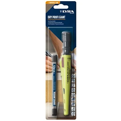 Afbeelding van LYRA L4478001, DRY PROFI GIANT bouwmarker, incl. puntenpapier en clip + 4 stuks universele grafietvullingen voor alle oppervlakken in blisterverpakking