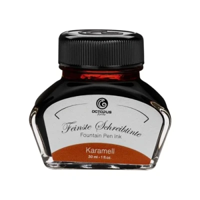 Afbeelding van 30 ml vulpeninkt (Karamel) in inktglas, schrijfinkt voor vulpen, inktpot, kalligrafie inkt