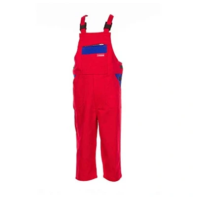 Afbeelding van Maat 158/164 Planam Junior tuinbroek voor kinderen, middelrood, korenblauw, model 0165