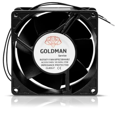 Afbeelding van Axial ventilator voor open haard, inzetbaar, hoge temperatuur, metalen vleugels, universeel, 92 x 38 mm