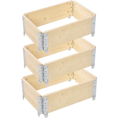 Afbeelding van Garronda Palletrand 3 Pack 60x40x20 cm Natuurlijk Bloemen Kruiden Palletframe Natuurlijke Verhoogde Bloembedden GD BUD PAL