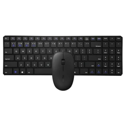 Afbeelding van RAPOO Draadloos toetsenbord en muis 9300M (QWERTY ergonomische Bluetooth muis, looptijd tot 12 maanden, ultradun toetsenbord, 1300 dpi) zwart.