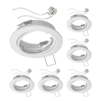 Afbeelding van ledscom.de 6 stuks plafond inbouwframe FERE wit draaibaar (LED/Halogeen/MR16/50mm) incl. GU5.3 fitting
