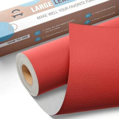 Afbeelding van Grote lederen reparatieset, 40 x 160 cm, kunstleer, zelfklevend, voor banken, handtassen, jassen, autostoelen, meubels, reparatie en renovatie, rood