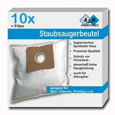Afbeelding van 10 stofzuigerzakken geschikt voor Severin BC 7045 S Power Snow White Sneeuwwit 7041 7044 7046 7055 7056 ALDI QUIGG 5390 SB 7218