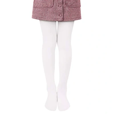 Afbeelding van L&amp;K II Balletpanty voor meisjes, danspanty met voet, 80 DEN, ondoorzichtig, microvezel, maat 86 152, kleur 27251, wit, 158/164 cm