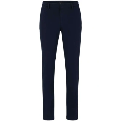 Afbeelding van HUGO BOSS heren Kaito slim fit broek met steekzakken in de kleur Donkerblauw, maat: 48