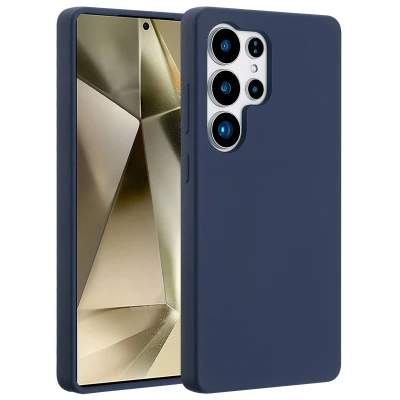 Afbeelding van Samsung Galaxy S25 Ultra MagSafe Hoesje Siliconen en TPU (zacht) Accezz Softcase/Backcover Donkerblauw Telefoonhoesje